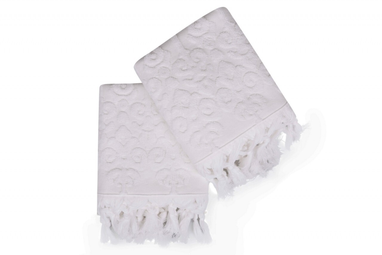 Set 2 prosoape de maini 50x90 cm, 100% bumbac, Saheser, Bağlamalı Kilim  White - imagine 7